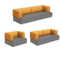 Ensemble de canapés sectionnels en cuir synthétique au design moderne, table basse pour les négociations commerciales, le repos du personnel de bureau, le salon