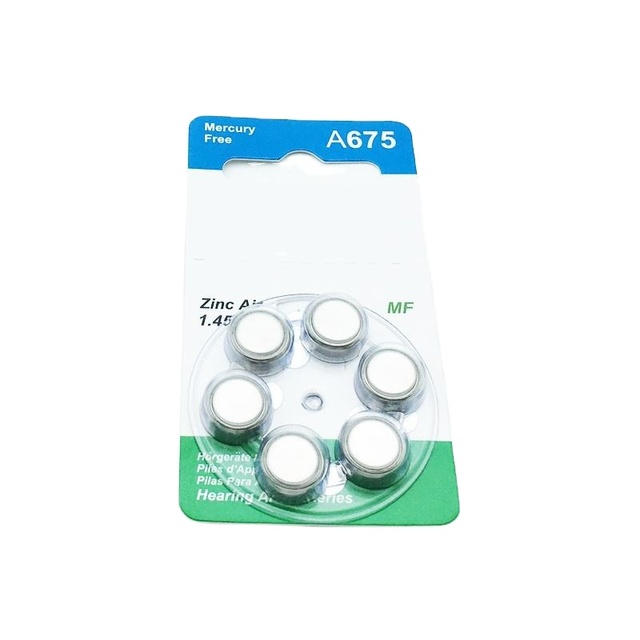 Strip Zinc Air Mercury-Free Hearing Aid Batteries in Sizes 675/312/10A/13A