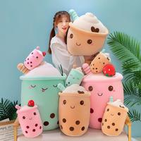 Coussin en peluche court mignon en forme de thé au lait et crème glacée aux fruits, célèbre sur internet, en coton PP, jouet pour filles, 51cm-99cm, 14