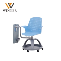 Chaise de bureau ergonomique pivotante en plastique moderne et confortable avec tablette d'écriture pour l'école