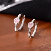 Boucles d'oreilles clous en argent sterling S925 plaqué or 18 carats avec zircon, design torsadé rose tendance haut de gamme pour femme