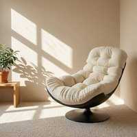 Fauteuil pivotant confortable en tissu suédé, design moderne et ergonomique, structure en acier, mobilier de salon