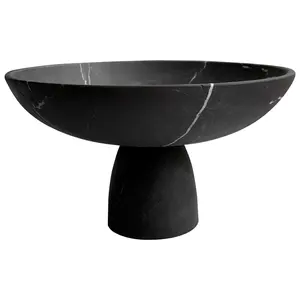 Natural Kitchen Accessories Stone Black Marble Round Bowl for kitchenware At Wholesale Price Menhir Black Marble Carved Bowl
