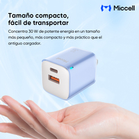 Chargeur GaN Miccell 30 W avec contrôle thermique intelligent, USB-C pour iPhone/Android et usage quotidien en extérieur