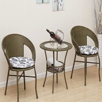Table à manger en fer forgé de haute qualité, éclairage de jardin, ensemble de Table et de chaises rondes et rustiques pour l'extérieur