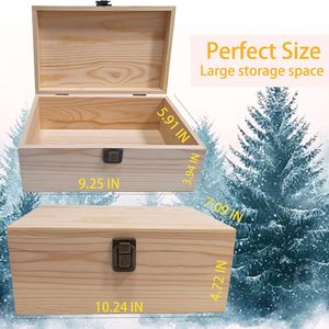 Caja <span class=keywords><strong>de</strong></span> Almacenamiento <span class=keywords><strong>de</strong></span> Madera Grande sin Acabado con Tapa, Cajas <span class=keywords><strong>de</strong></span> Madera Maciza <span class=keywords><strong>de</strong></span> Pino para Manualidades con Caja Pequeña Adicional para Regalos - Product Image 5