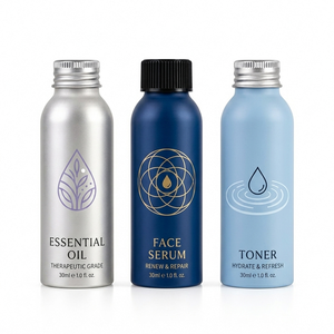 Flacon en aluminium 30ml 50ml 20/410 avec bouchon, rechargeable, sans BPA, emballage cosmétique pour huiles essentielles, échantillons <span class=keywords><strong>de</strong></span> soins <span class=keywords><strong>de</strong></span> la peau pour voyage - Product Image 1