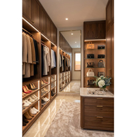 Conception personnalisée de dressing haut de gamme de couleur foncée, dressing moderne avec éclairage LED