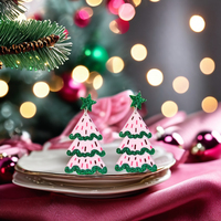 2025 nouveau arbre de noël vert rose pentagramme pendentif acrylique boucles d'oreilles pour le jour de noël accessoire de mode