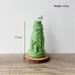 Handmade Christmas <b>Bottle</b> Shape Sculptured Candle Embossed Winter Scene <b>Wax</b> Ornament For Holiday Table Decor - Product Image 6