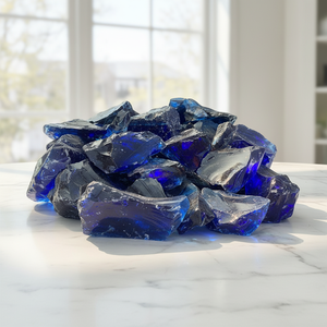 Roca Triturada de Vidrio Transparente de Colores Azul Oscuro, Rojo y Verde para Venta - Product Image 1