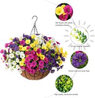Arrangement floral multicolore de pétoniennes artificielles suspendues pour balcon, véranda, intérieur, patio, décoration de porte d'entrée
