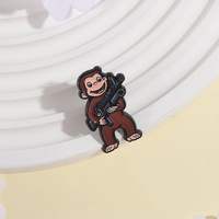Épingles en émail amusantes et cool avec un singe à un pistolet, broche d'animal mignon, épingles de revers, badge pour sac à dos, accessoires, bijoux humoristiques, cadeau pour amis