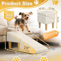 Rampe d'escalier pour chien en bois, avec marchepied intégré et repose-pieds séparé, pliable, pour animaux de compagnie.