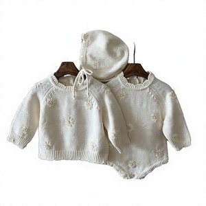 Suéteres de Otoño Invierno para Bebés, Lindos y Frescos, con Capucha, Antipilling, de Algodón Puro, a la Moda, para Niñas, Top, Pelele y Gorro - Product Image 2