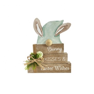 Cartel de madera decorativo de Primavera de Pascua conejito adorno de jardín Placa de mesa para decoración del hogar - Product Image 2