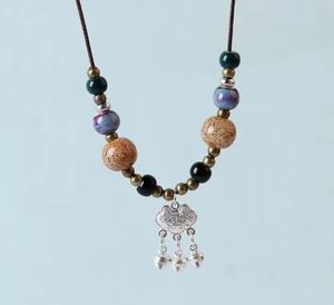 Collier pendentif Cadenas de <span class=keywords><strong>la</strong></span> Paix en céramique de Jingdezhen, style rétro chinois, longue chaîne ras-du-cou, bijoux faits main de style littéraire pour femme, cadeau pour elle - Product Image 6