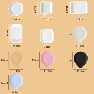 Assiette jetable en pulpe blanche épaissie, carrée, ronde, rectangulaire, pour gâteaux, plateaux à gâteaux, assiettes de dégustation - Product Image 2