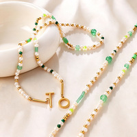 Collier tendance en perles d'eau douce et turquoise, en acier inoxydable, avec fermoir OT en pierre naturelle, bijou cadeau pour fête