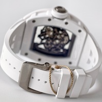Montre Umi RM-055 de qualité supérieure, cadran squelette, bracelet en caoutchouc blanc, mouvement RMUL2, boîtier en céramique