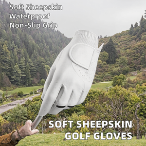 Guantes de golf de cuero Cabretta personalizables de alta calidad, piel de oveja suave y transpirable con características antideslizantes, mano izquierda-derecha - Product Image 2