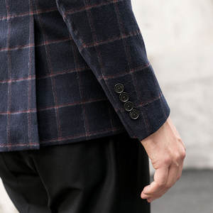 Chaqueta de Hombre a <span class=keywords><strong>Cuadros</strong></span> <span class=keywords><strong>Azul</strong></span> <span class=keywords><strong>Marino</strong></span>, Estilo Italiano, Elástica, <span class=keywords><strong>Blazer</strong></span> Formal, Venta al por Mayor y Menor - Product Image 5