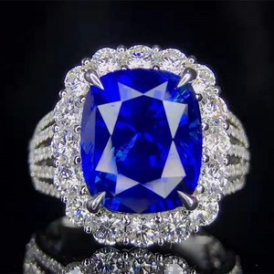 सऊदी अरब लक्जरी शादी के साथ रत्न गहने हीरा <span class=keywords><strong>18k</strong></span> सोने 9.61ct प्राकृतिक unheated रॉयल ब्लू नीलम की अंगूठी - Product Image 1