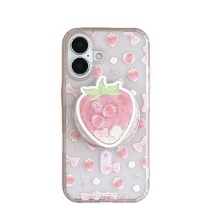 Funda Magnética Transparente Rosa con Diseño de Fresa para iPhone 16 Pro Max 15 14 13, Linda Funda para Mujer - Product Image 5