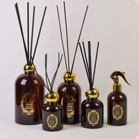 Flacon en verre gris de luxe 150 ml, anti-fuite, pour parfum, huile essentielle, diffuseur à bâtonnets, coffret cadeau