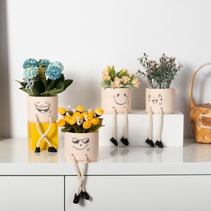 Expresión creativa, pies colgantes, <span class=keywords><strong>muñeca</strong></span>, planta verde, balcón interior, decoración de escritorio, manualidades, maceta de cerámica - Product Image 2
