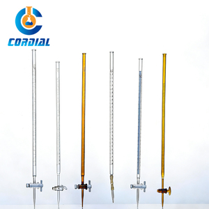 بوريت زجاجي من البوروسيليكات 3.3 سعة 10/25/50/100 مل مع صنبور من البولي تترافلورو إيثيلين أو الزجاج للاستخدام المختبري - Product Image 2