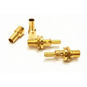 Gold plated M5 UNF Connector L5 Microdot 10-32 Female jack crimp straight RG174 RG316 LMR100 For Ultrasonic Flaw Detector