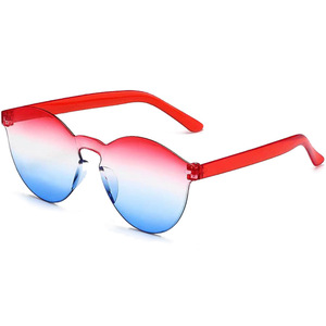 Heart Shaped Novelty <b>Sunglasses</b> Red Blue Gradient Plastic <b>Frame</b> UV Protection Party Decorative Glasses Independence Day - Product Image 3