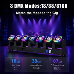 ไฟส่องเวทีแบบเคลื่อนย้ายได้ 8x60W RGBWauv LED Moving Head Bar Wash พร้อมระบบควบคุม DMX512 RDM <span class=keywords><strong>Aux</strong></span> Pixel Control Strobe ค่า CRI สูง 90 เหมาะสำหรับงานแต่งงาน งานอีเว้นท์ และการแสดงต่างๆ - Product Image 4