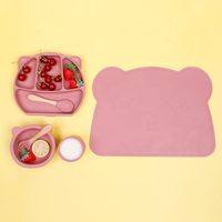 Ensemble de vaisselle en silicone pour bébés et tout-petits, assiette, bol, bavoir, tasse, cuillère, réutilisable, pour repas d'enfants, fabrication OEM