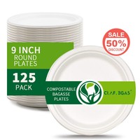 Assiettes de canne à sucre jetables écologiques sans BPA vaisselle biodégradable pour les restaurants modernes fêtes pour les pique-niques