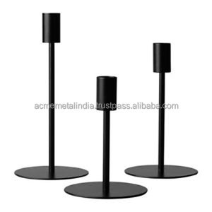 Bougeoir rond en métal de luxe avec revêtement de couleur noire de style nordique parfait pour les idées de décoration de Noël et de mariage élégantes - Product Image 3