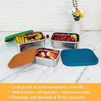 Boîte à lunch en acier inoxydable allant au micro-ondes avec couvercles en silicone Boîte à bento en métal parfaite pour enfants adultes école garderie préparation de repas