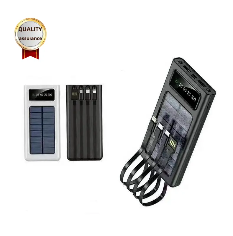 Banco de energia solar verdadeiro, carregador portátil de carregamento rápido, bateria externa à prova d'água, painéis solares, carregador de telefone 10000mah