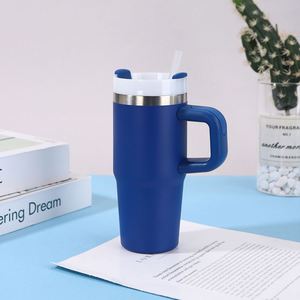 Car Travel <b>Mug</b> 14oz with Handle Tumbler Vacuum Insulated Double Wall Lid Straw Anti-Slip Base - Product Image 2
