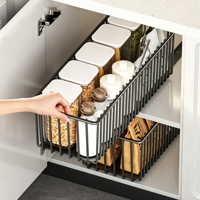 Organisateur de placard extensible coulissant en métal, panier de rangement coulissant pour cuisine, garde-manger, sous évier, organisation domestique
