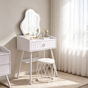 Modern Makeup Vanity <b>With</b> Lighted Mirror <b>Storage</b> Drawers Bedroom <b>Dressing</b> <b>Table</b> <b>With</b> Stool - Product Image 6