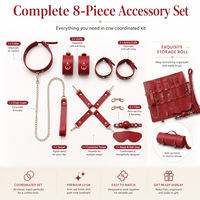 Ensemble de bondage pour adultes 8 pièces, best-seller, jouets BDSM avec collier, menottes, attaches de cheville, masque, bâillon, fouet, sangles croisées et sac de rangement