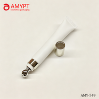 Tube vide pour crème contour des yeux avec applicateur de massage à bille métallique, emballage cosmétique personnalisé avec logo