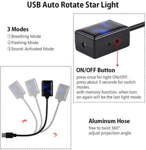 Wando — projecteur LED USB pour l'intérieur de la voiture, multi-scènes, lumière d'ambiance, pour ciel étoilé, <span class=keywords><strong>toit</strong></span> de véhicule - Product Image 3