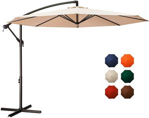 Logo personnalisé OEM conçu <span class=keywords><strong>de</strong></span> marque 2M 2.7M 8 pieds 9 pieds <span class=keywords><strong>Parasol</strong></span> commercial avec manivelle en métal - Product Image 1