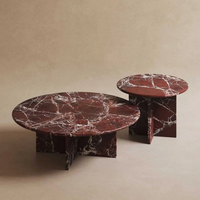 Table basse en marbre Rosso Levanto bordeaux pour salon, meubles en pierre de style moderne et luxueux Newstar