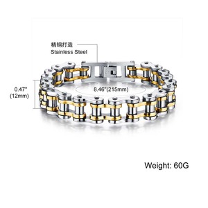 Gold Plated 316L Stainless Steel Fashion Sports <strong>Bike</strong> <strong>Chain</strong> Style Mens <strong>Bracelet</strong> - Product Image 2