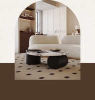 Table basse ronde design minimaliste, base noire moderne, plateau en marbre, ensemble de tables basses rondes