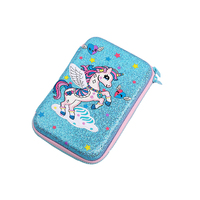 Étui à crayons scolaire en EVA rigide, imperméable, durable, à compartiments multiples, personnalisé, petit MOQ, motif dessin animé, avec fermeture éclair